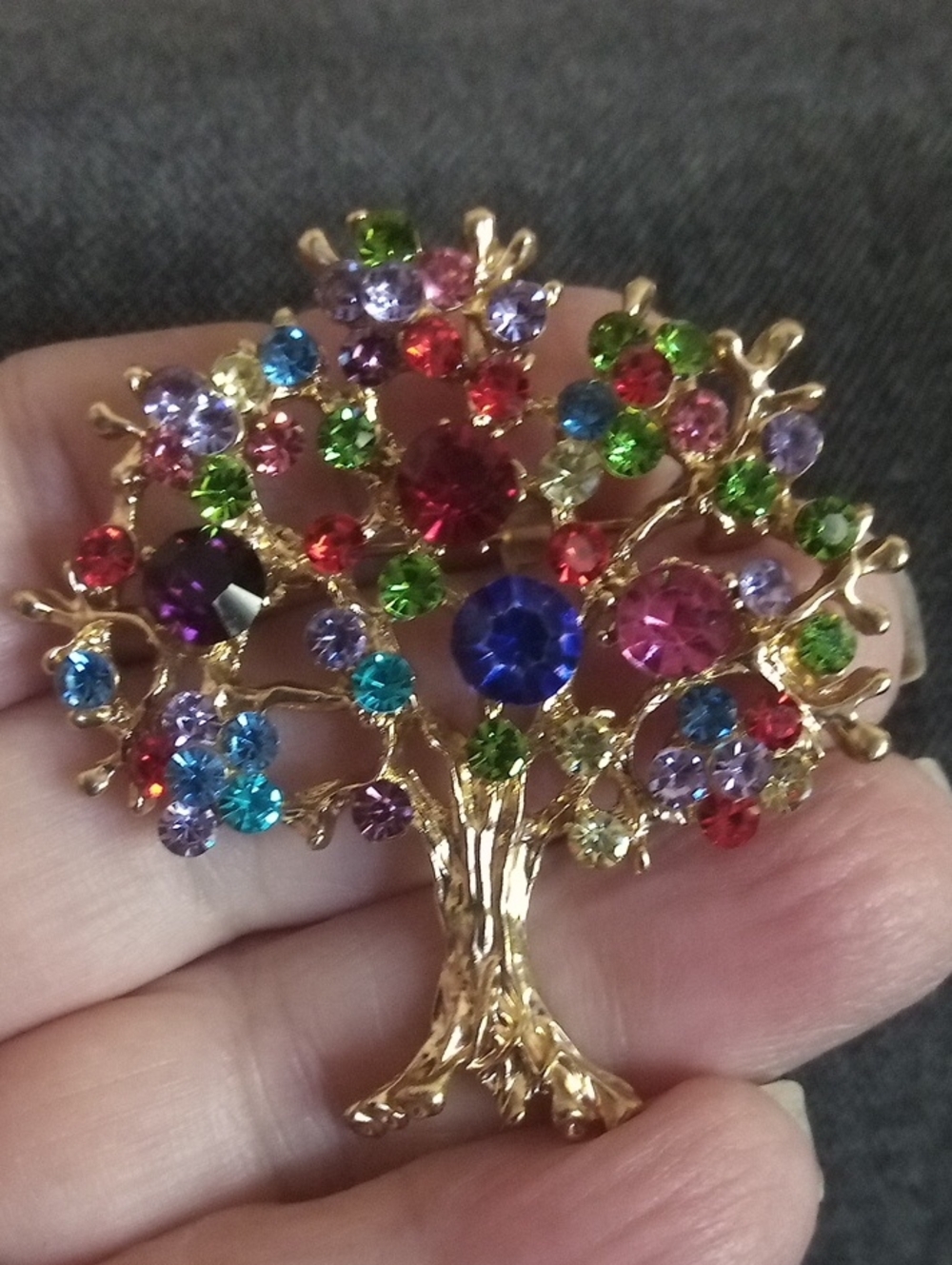 🌳 Tree Of Life Multicolor Crystal Tree Brooch Pin - Women Jewelry